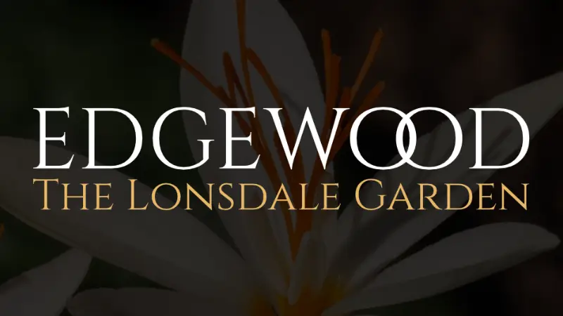 Logo with background image of a flower for Edgewood - The Lonsdale Garden