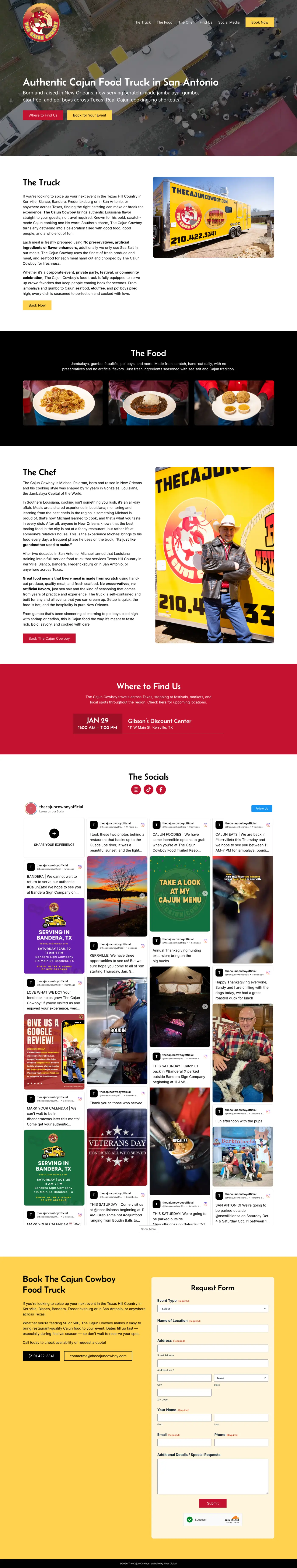 The Cajun Cowboy food truck website design